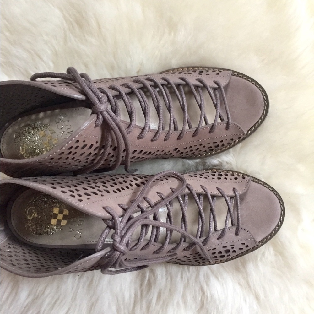Vince Camuto Tulina Lace Up Sandals In Smoke Cloud - Picture 2 of 7